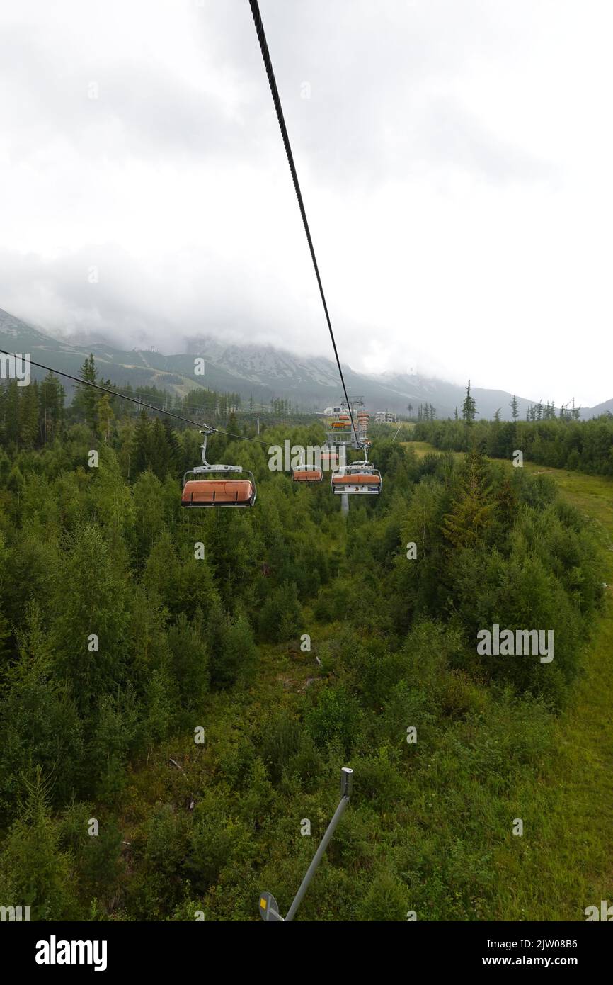 Cable car that departs Tatranska Lomnica to Skalnate Pleso, Slovakian High Tatras, Slovakia, Europe Stock Photo