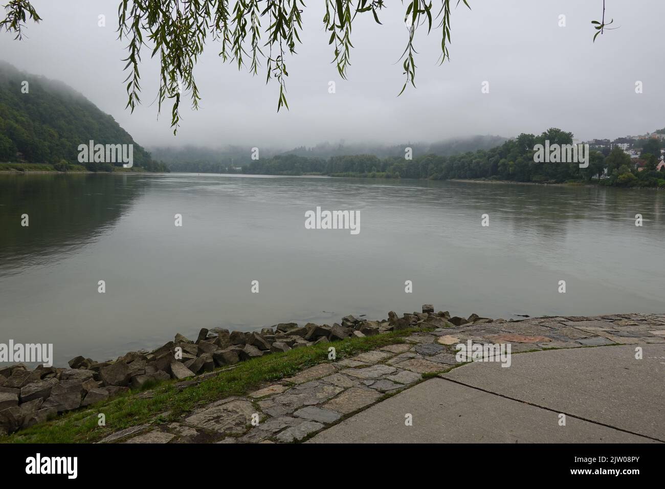 The city of Passau, Germany where three rivers, the Danube, the Inn and the Ilz rivers meet Stock Photo