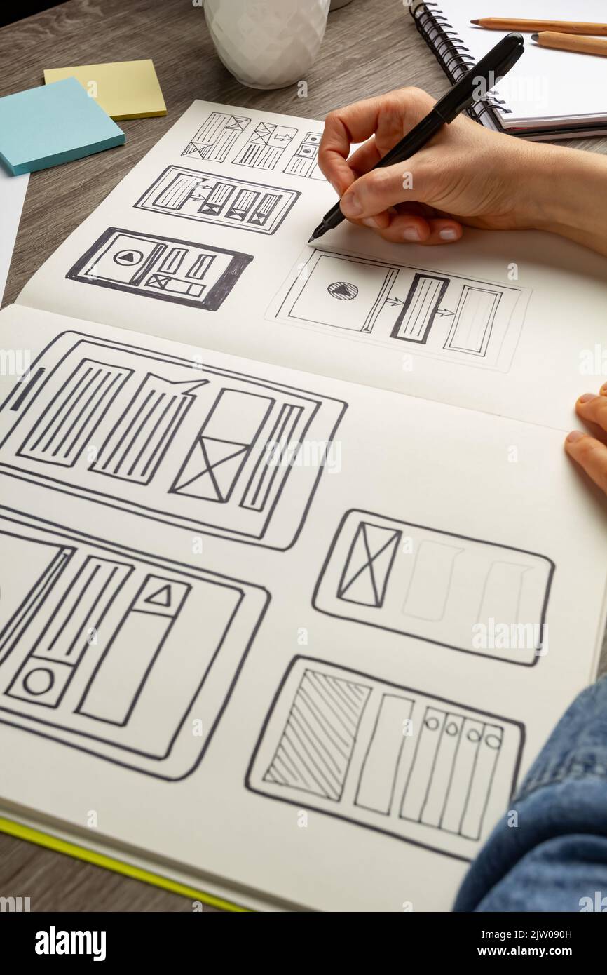 Ui designer sketches user interface hi-res stock photography and images ...