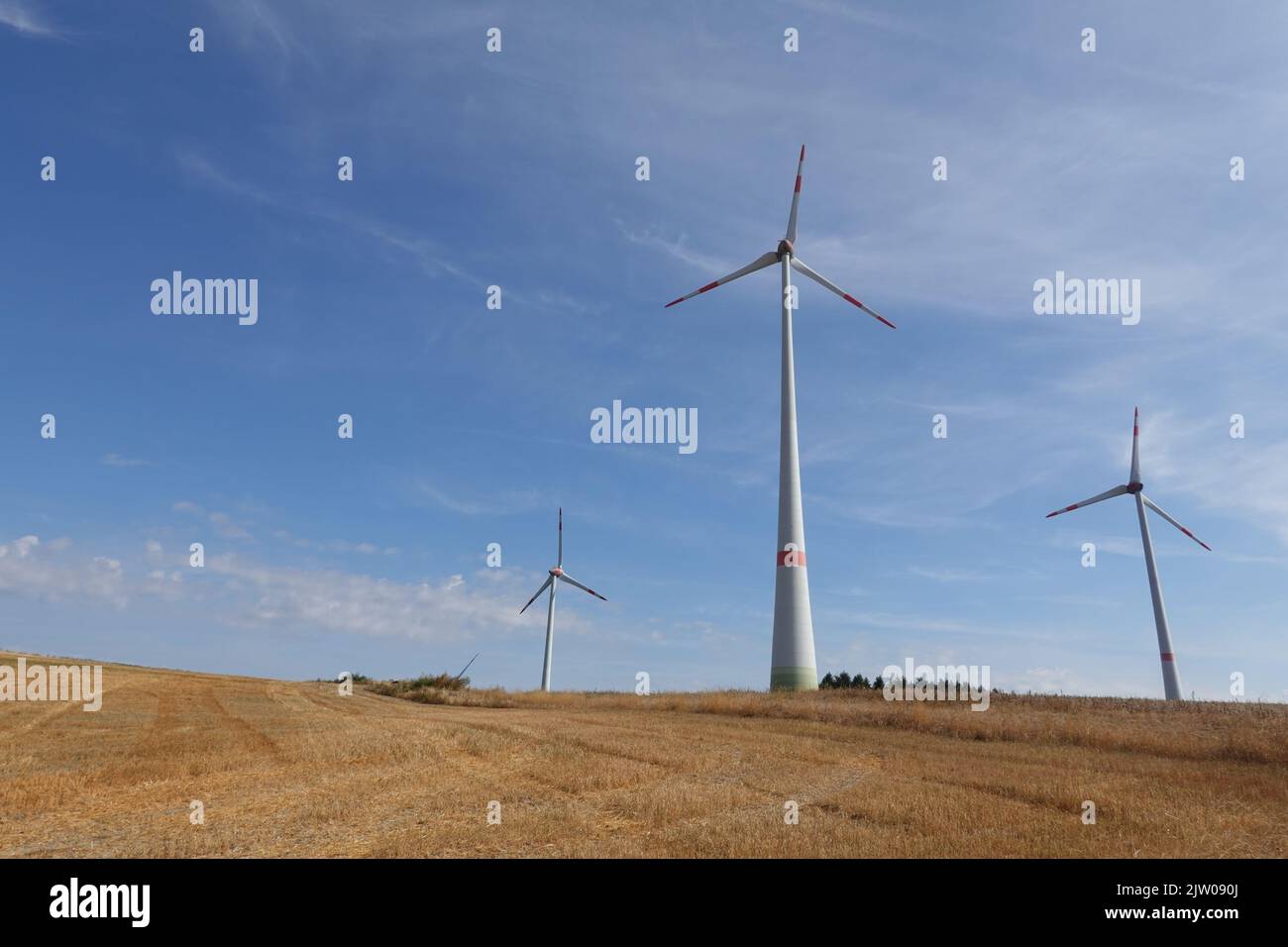 Wind turbine on wind farm outside Lindschied, Hesse, Germany Stock Photo