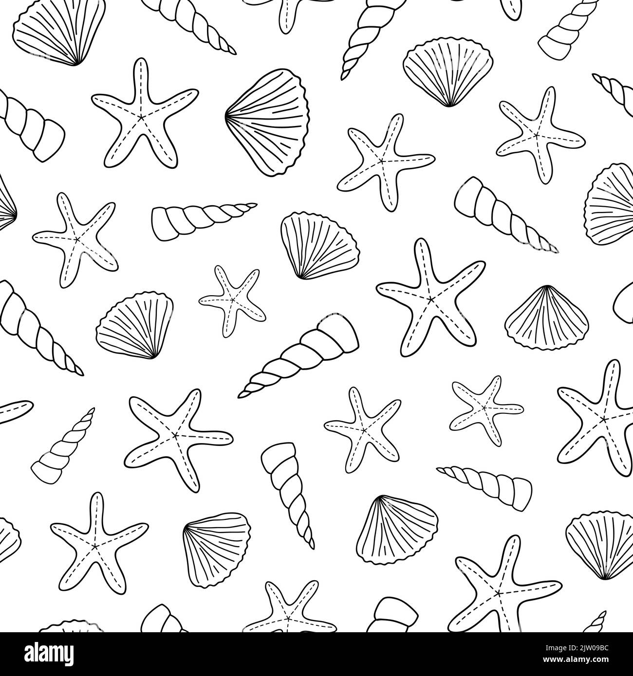 Black and white seamless pattern with different doodle outline ...