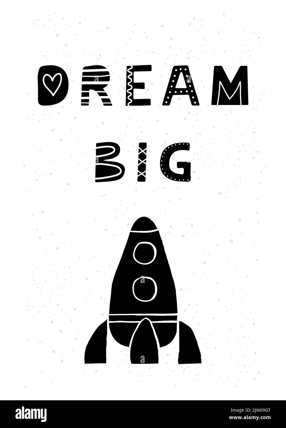 Motivating poster with scandinavian lettering dream big and hand drawn ...