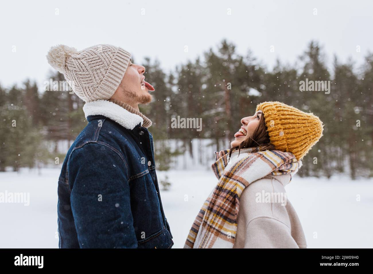 Catching snow with tongue hi-res stock photography and images - Alamy