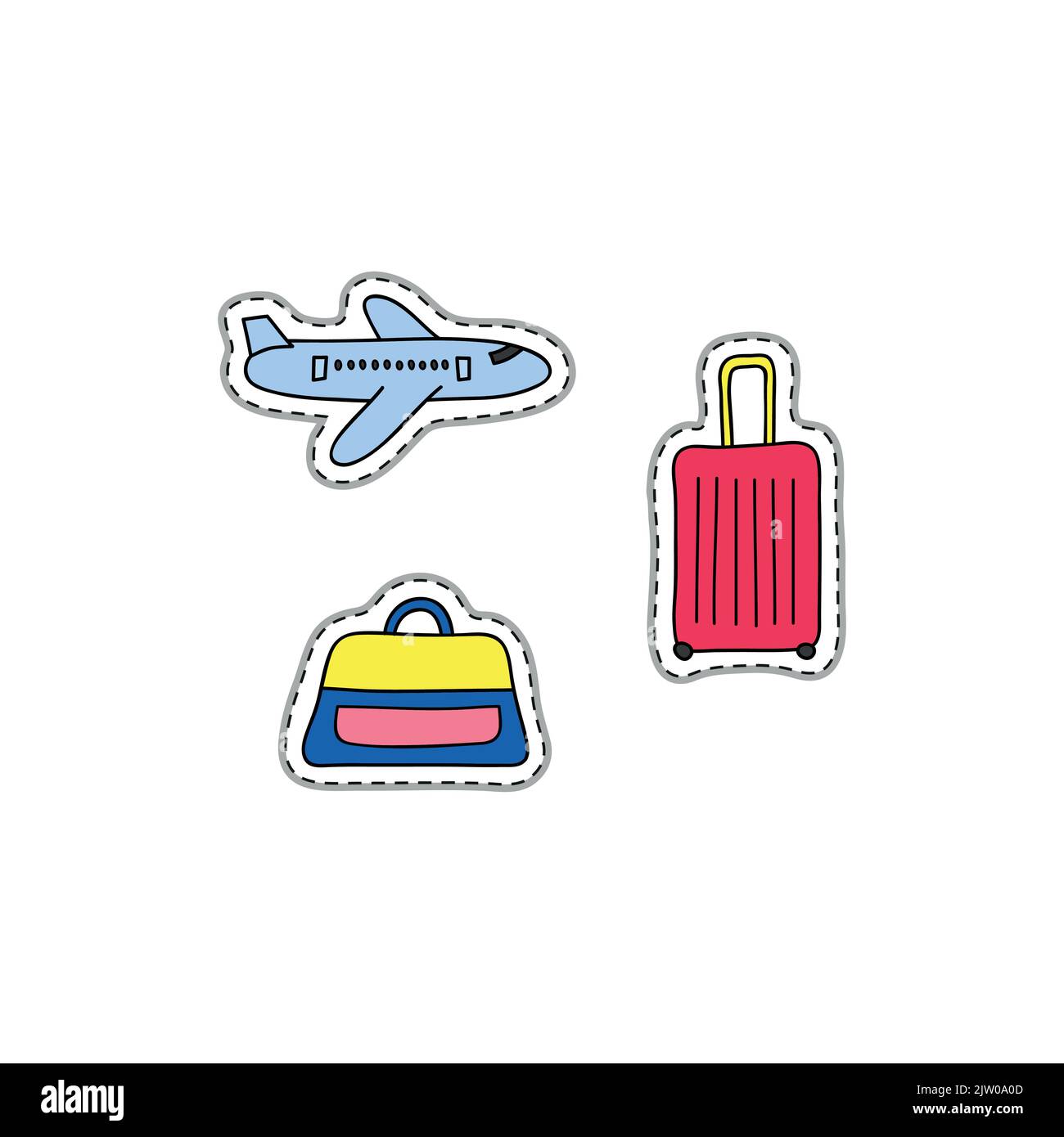 Valise De Voyage Avec Style Cartoon Icône Autocollants PNG