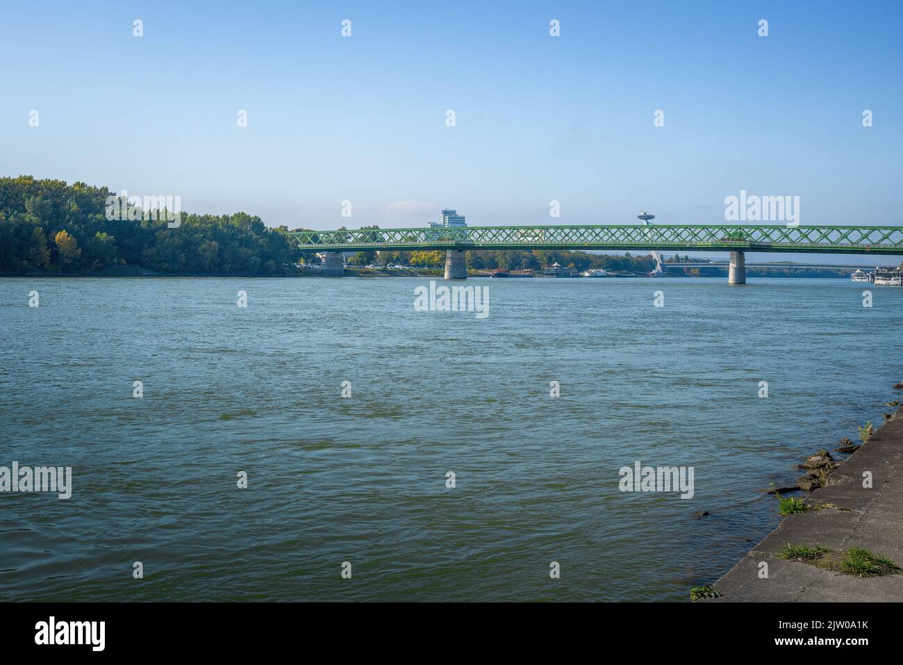 Old Bridge (Stary most) at Danube River - Bratislava, Slovakia Stock Photo