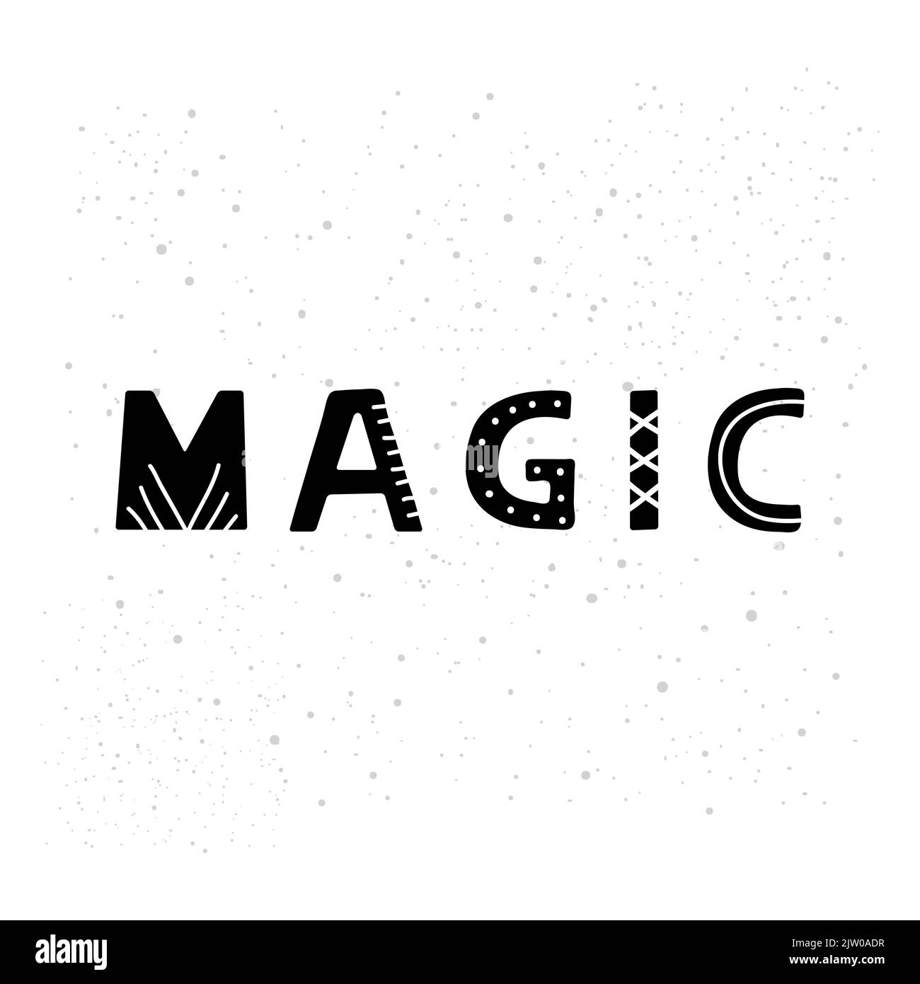 Hand drawn scandinavian lettering magic isolated on white background ...