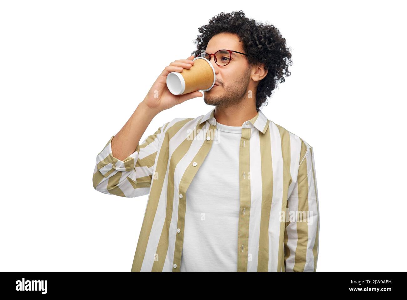 man drinking takeaway coffee from paper cup Stock Photo - Alamy