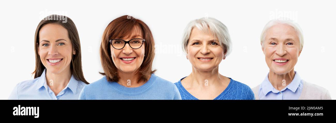 group of happy smiling women in different age Stock Photo - Alamy