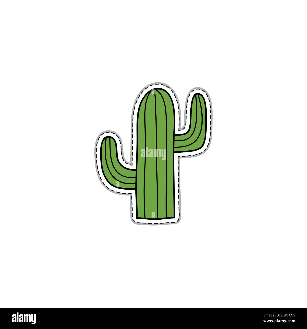 Sticker with doodle cactus isolated on white background Stock Vector ...