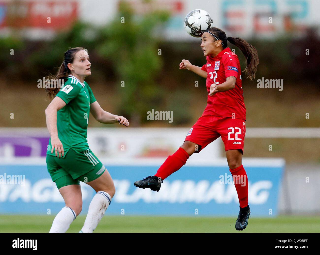 Soccer Football - FIFA Women's World Cup Australia and New Zealand - UEFA Qualifiers - Group D - Luxembourg v Northern Ireland - Stade Emile Mayrisch, Esch-sur-Alzette, Luxembourg - September 2, 2022 Luxembourg's Amy Thompson in action REUTERS/Gonzalo Fuentes Stock Photo