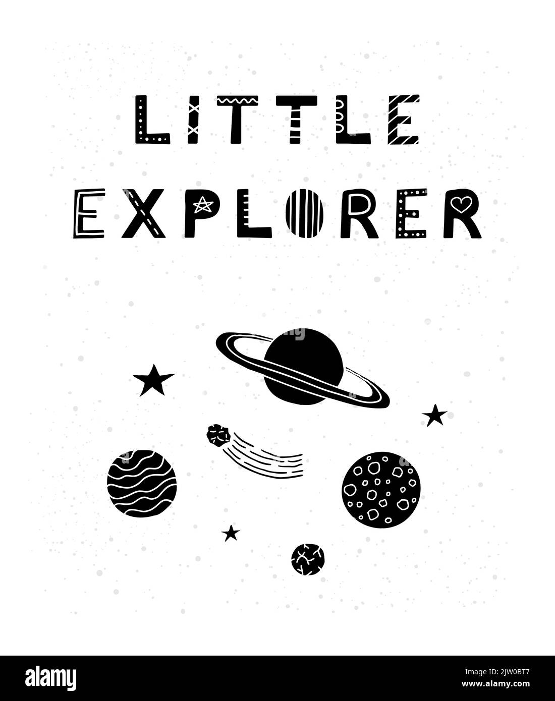 Motivating poster with scandinavian lettering litle explorer and hand ...