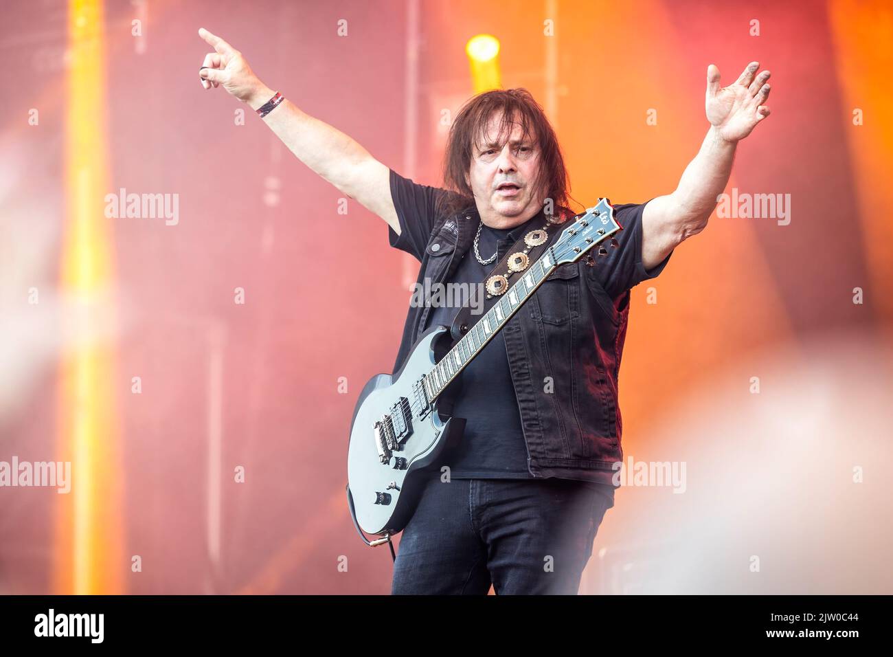 Solvesborg, Sweden. 10th, June 2022. The American guitarist and musician Ross the Boss performs a live concert during the Swedish music festival Sweden Rock Festival 2022 in Solvesborg. (Photo credit: Gonzales Photo - Terje Dokken). Stock Photo