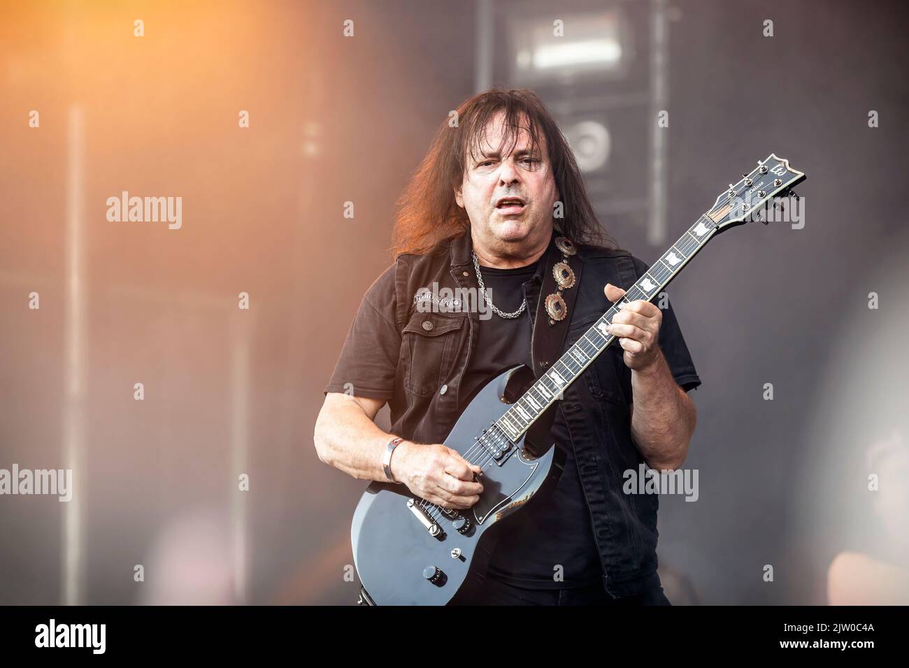 Solvesborg, Sweden. 10th, June 2022. The American guitarist and musician Ross the Boss performs a live concert during the Swedish music festival Sweden Rock Festival 2022 in Solvesborg. (Photo credit: Gonzales Photo - Terje Dokken). Stock Photo