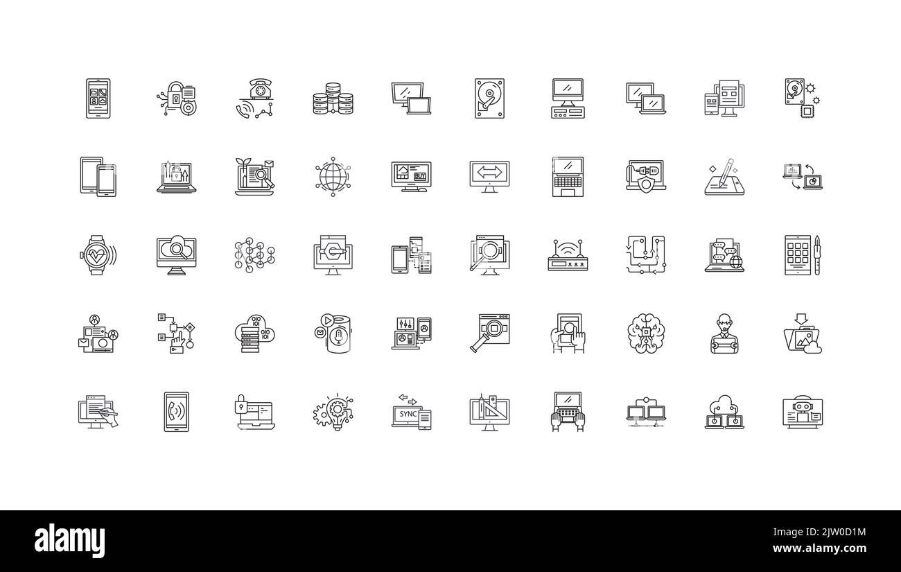 System administration ideas, linear icons, line signs set, vector collection Stock Vector