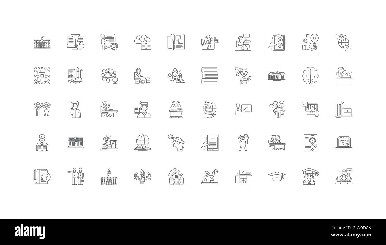 University ideas, linear icons, line signs set, vector collection Stock Vector