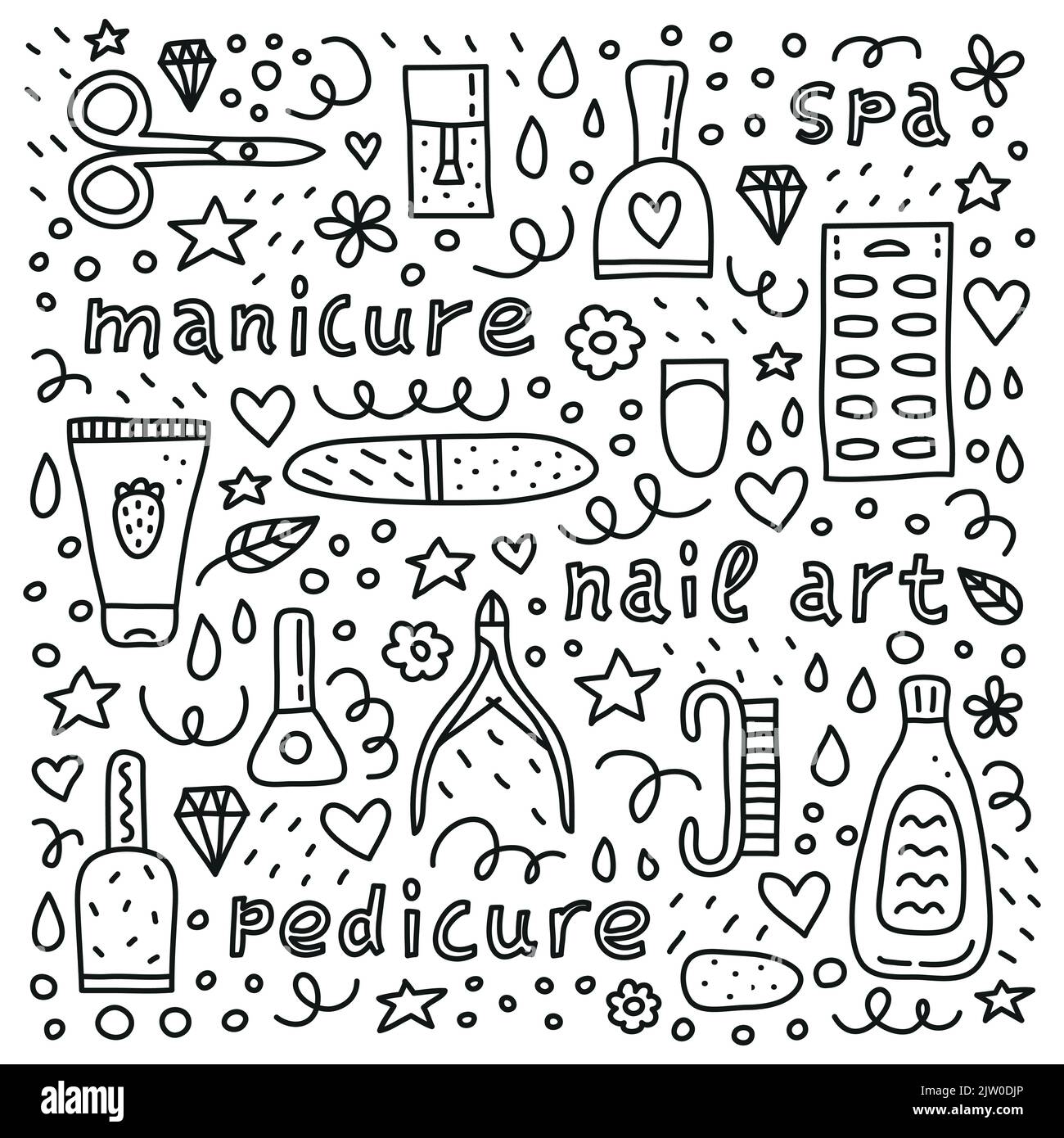 poster-with-lettering-and-different-outline-doodle-icons-for-nail-salon