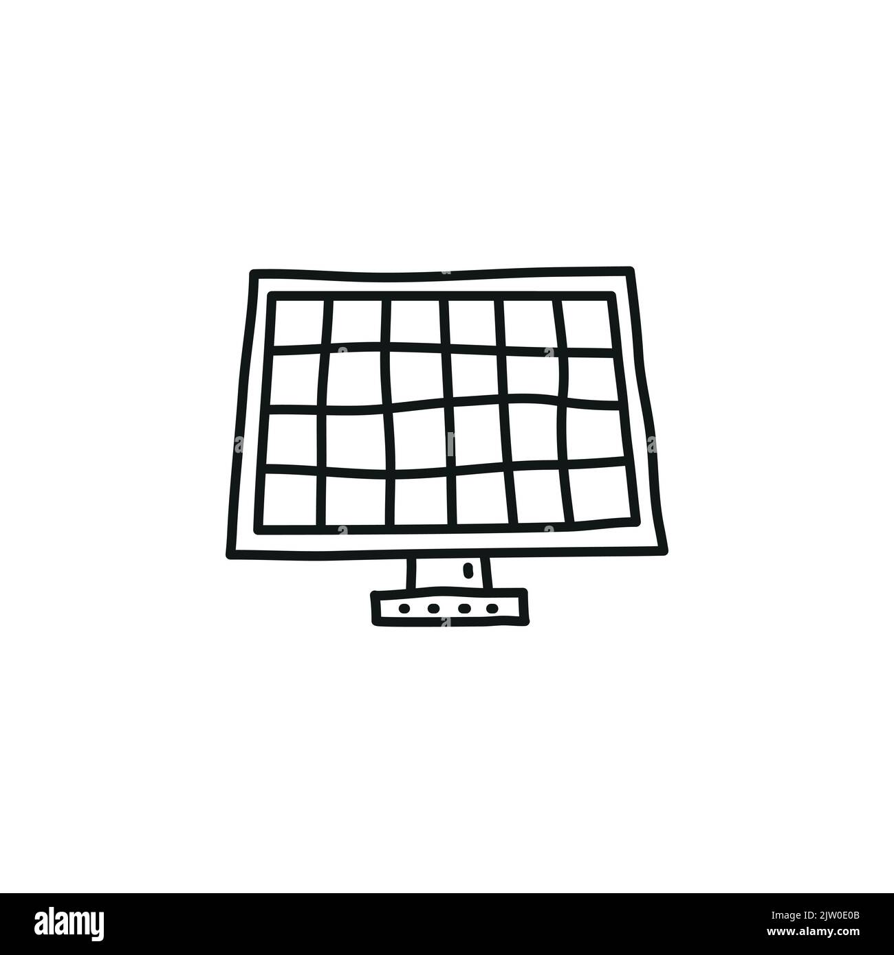 Doodle outline solar panel icon isolated on white background Stock ...