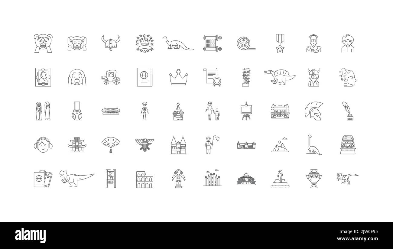 Museum ideas, linear icons, line signs set, vector collection Stock Vector
