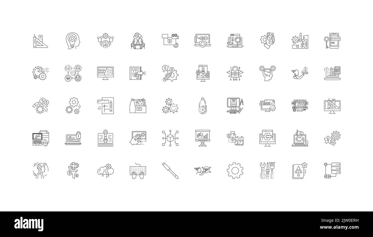 Settings ideas, linear icons, line signs set, vector collection Stock Vector