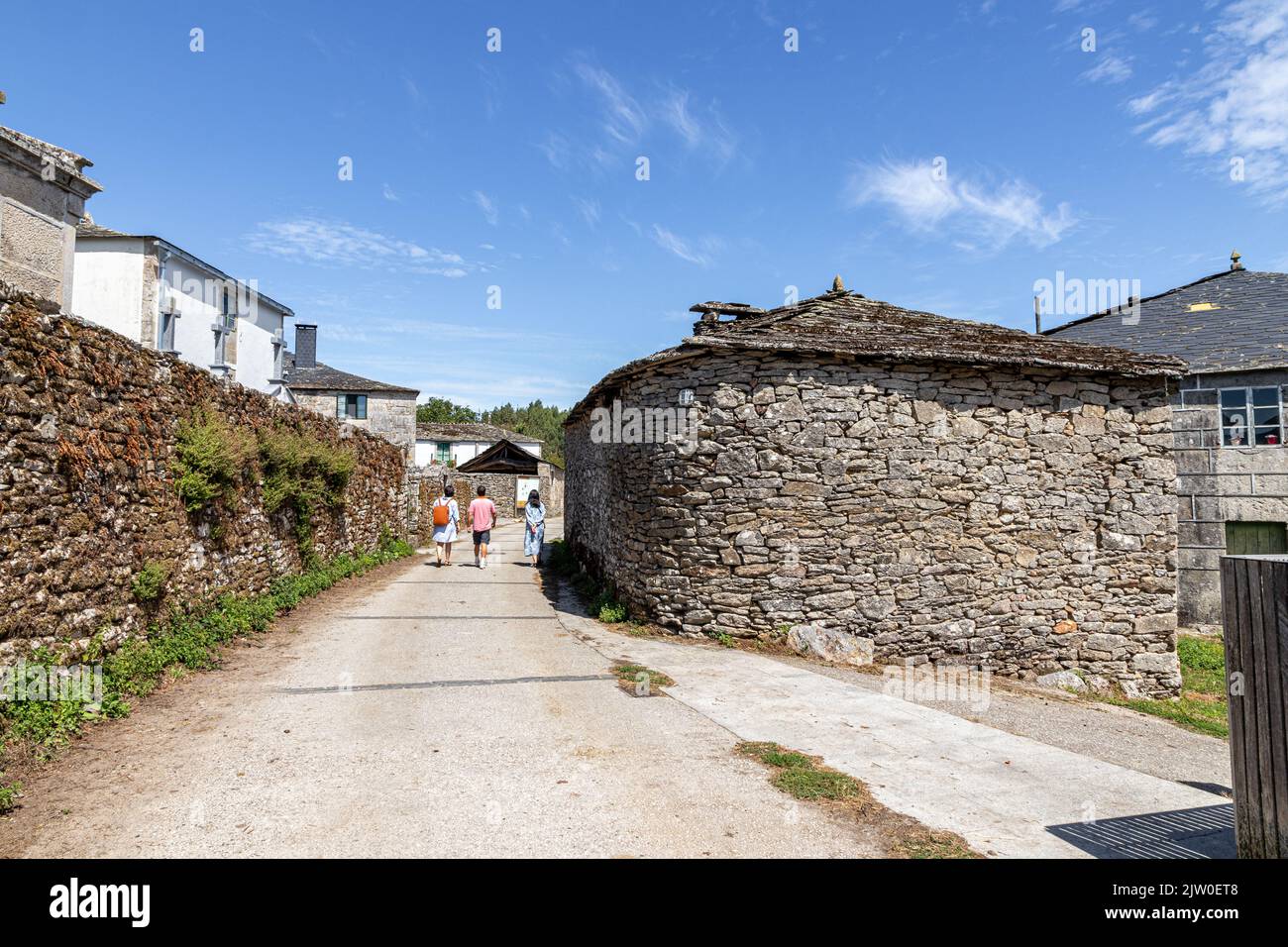 Boveda de Mera, Spain. Traditional Galician small houses on this village in Galicia Stock Photo