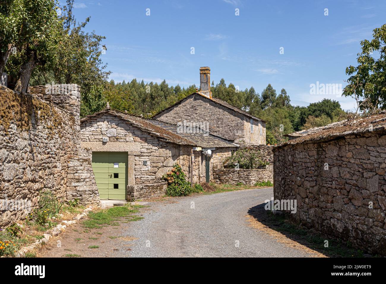 Boveda de Mera, Spain. Traditional Galician small houses on this