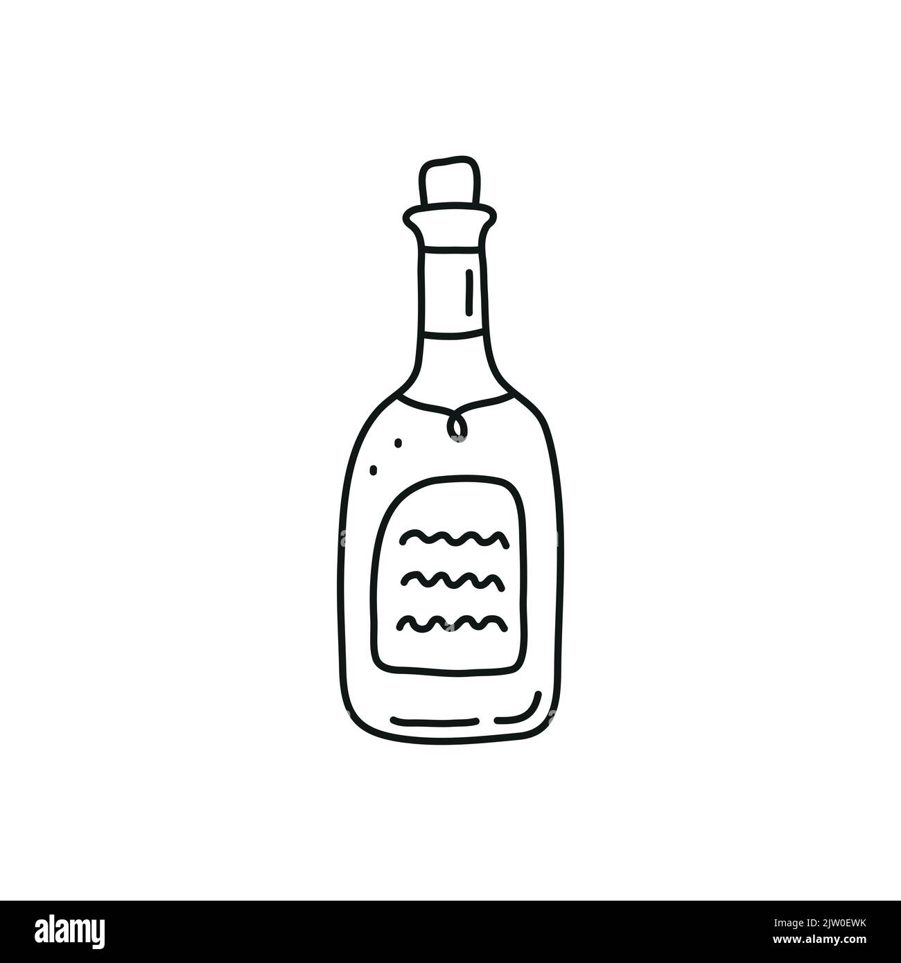Doodle outline bottle of wine isolated on white background Stock Vector ...