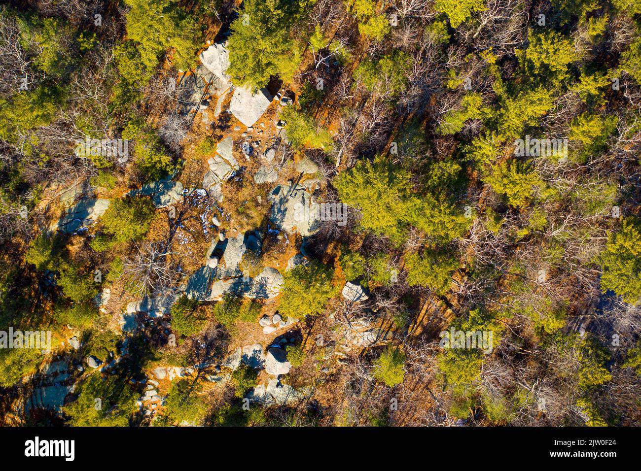 Aerial view of Agassiz Rock Stock Photo