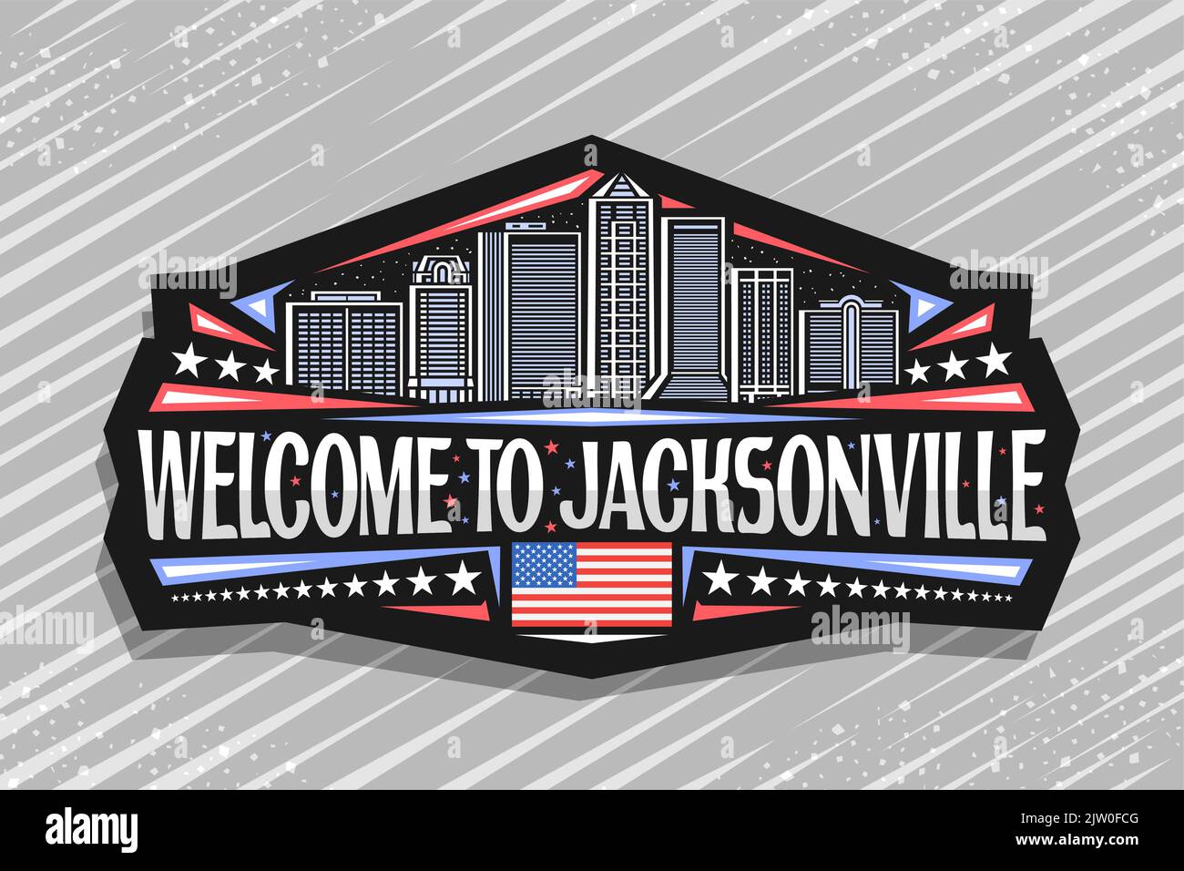 Vector logo for Jacksonville, black decorative tag with line