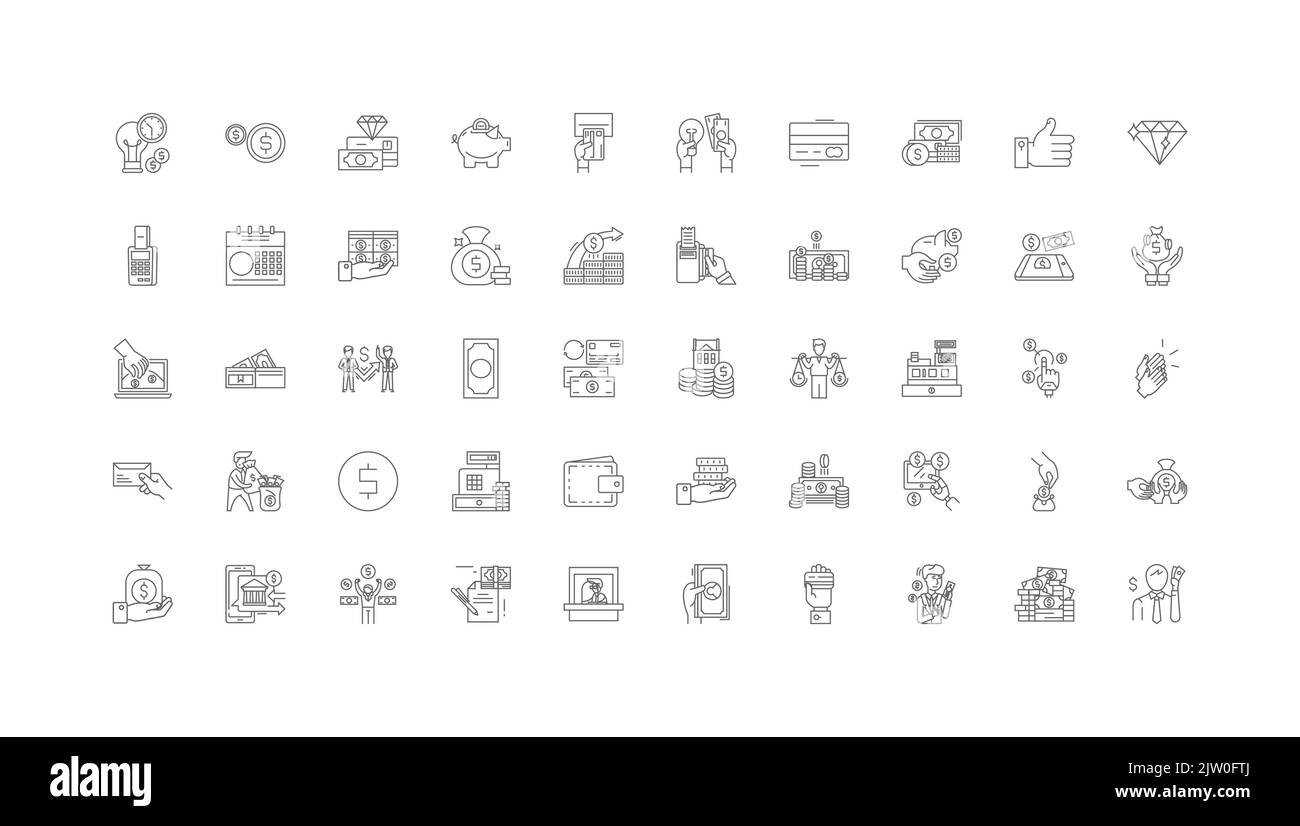 Payment concept illustration, linear icons, line signs set, vector ...