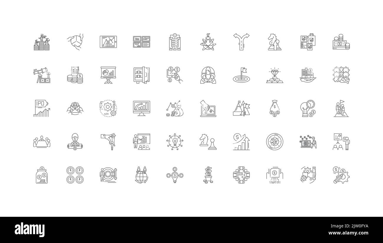 Market ideas, linear icons, line signs set, vector collection Stock ...