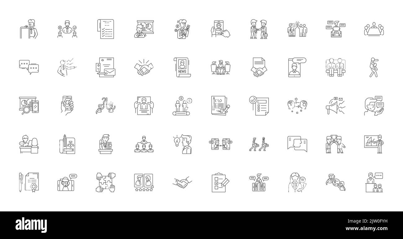 Business ethics concept illustration, linear icons, line signs set, vector collection Stock Vector