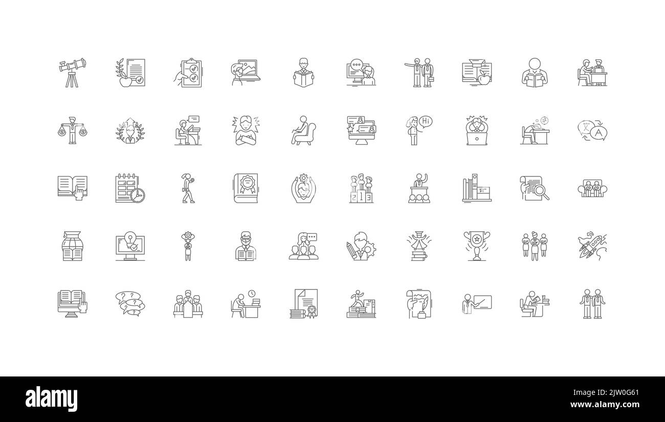 Training ideas, linear icons, line signs set, vector collection Stock Vector