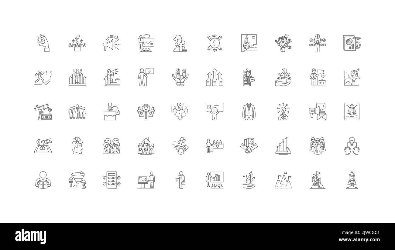 Startup ideas, linear icons, line signs set, vector collection Stock Vector