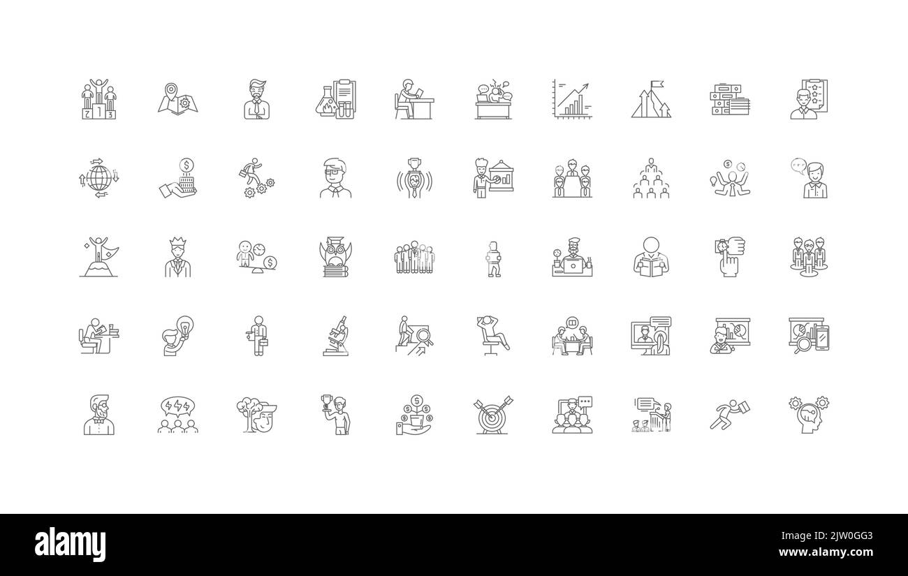 Mentor ideas, linear icons, line signs set, vector collection Stock Vector