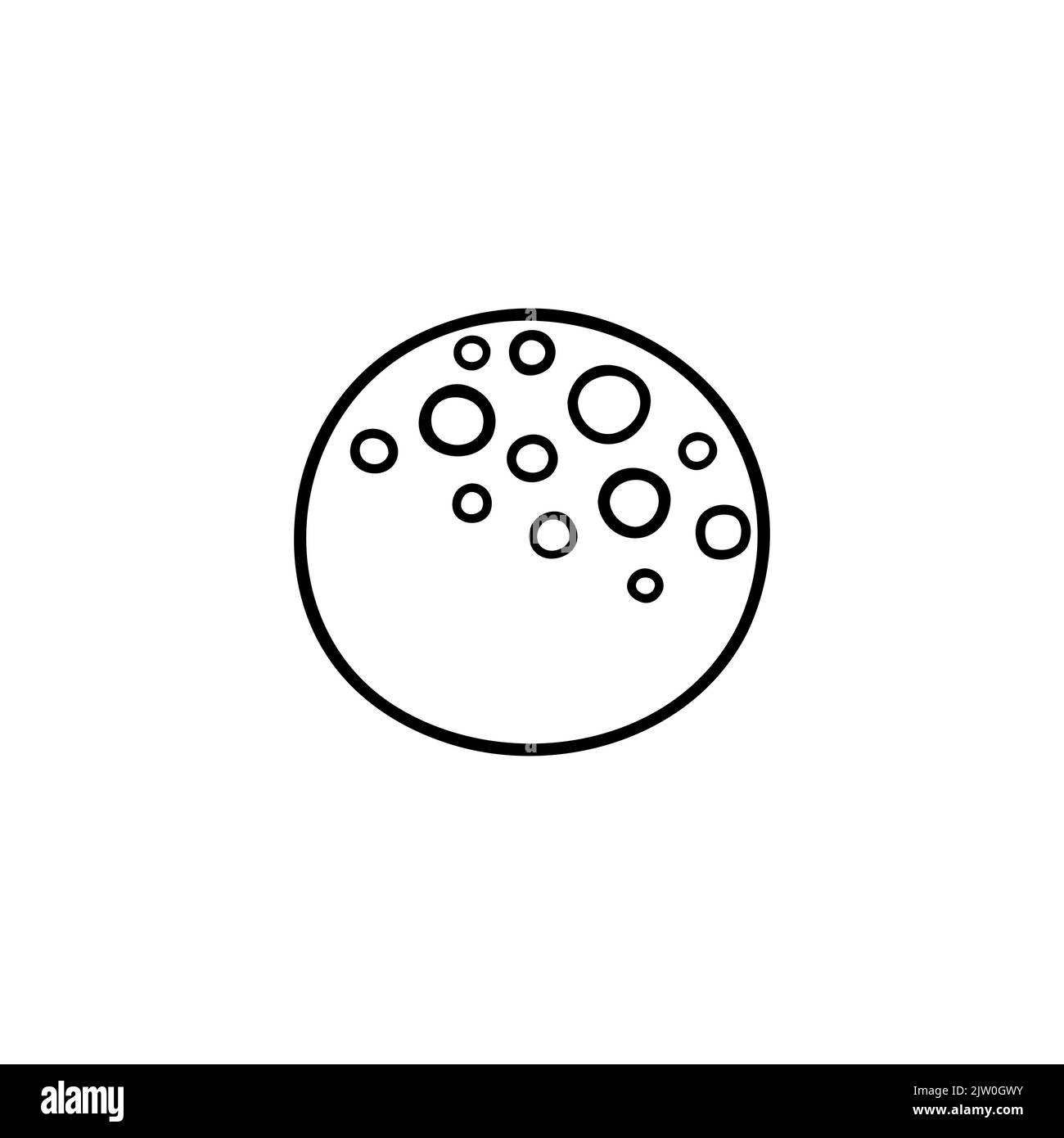 Doodle outline moon icon isolated on white background. Stock Vector