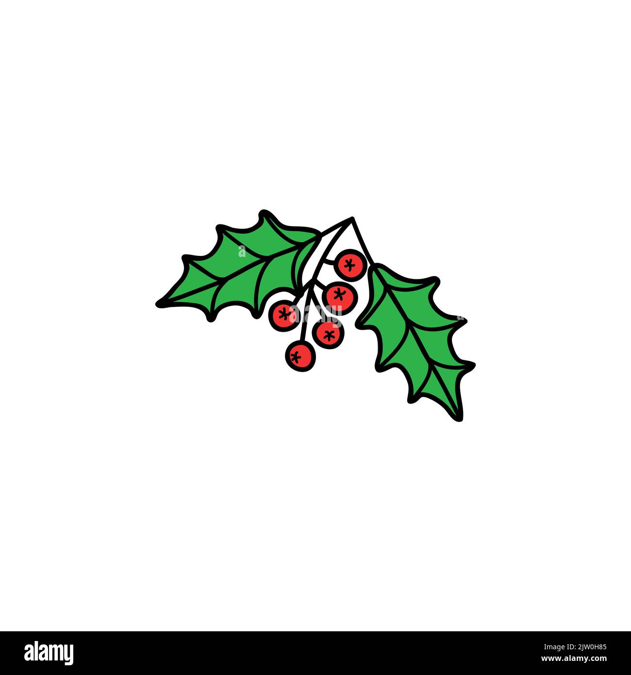 Doodle colored Christmas berries mistletoe isolated on white background Stock Vector Image & Art