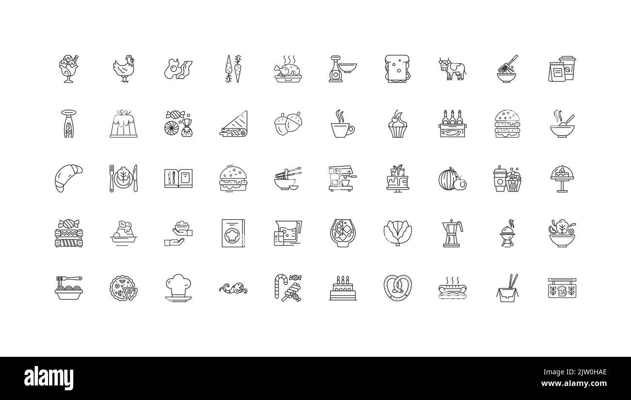 Culinary ideas, linear icons, line signs set, vector collection Stock Vector