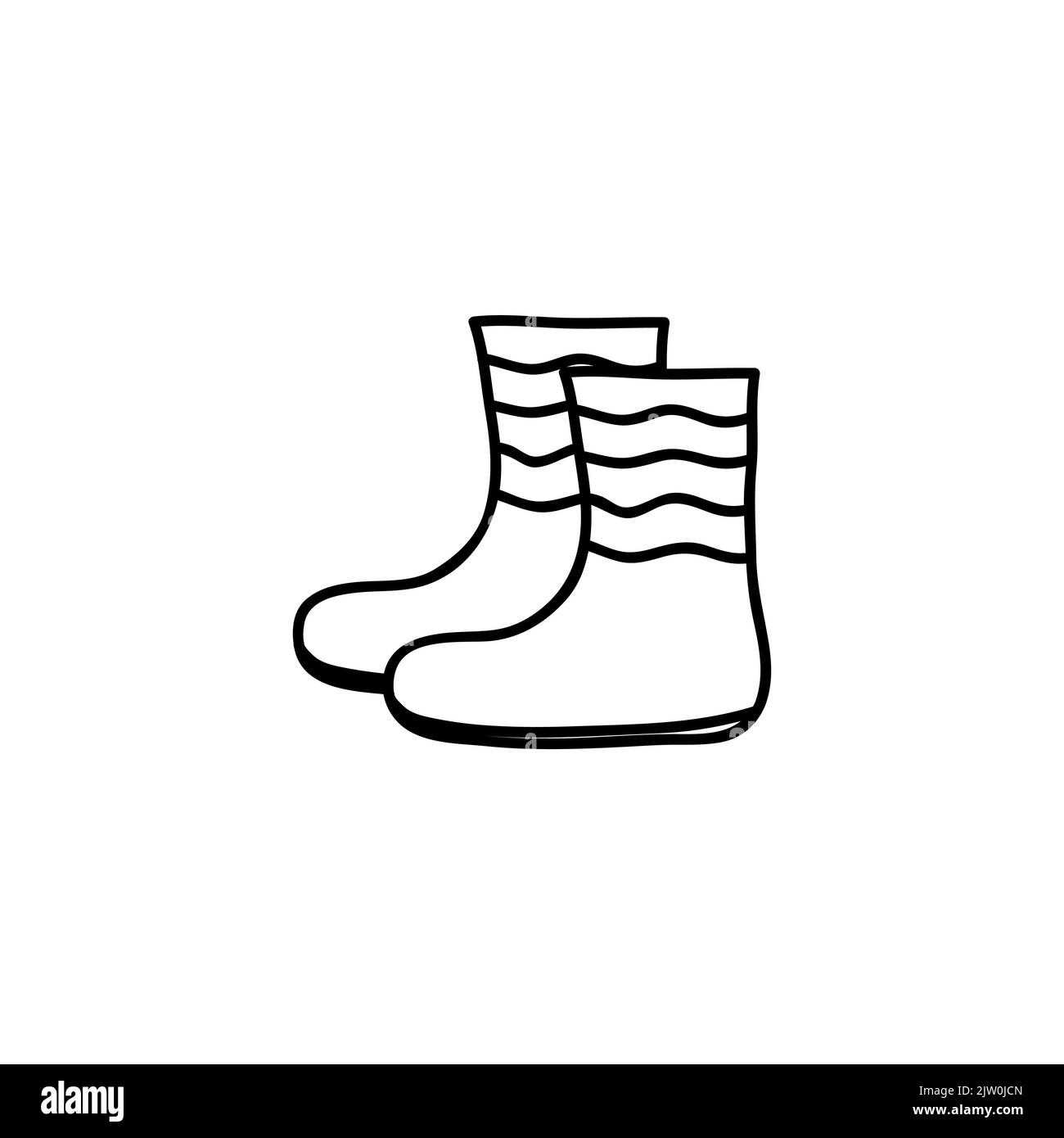 Hand drawn outline autumn boots isolated on white background Stock ...