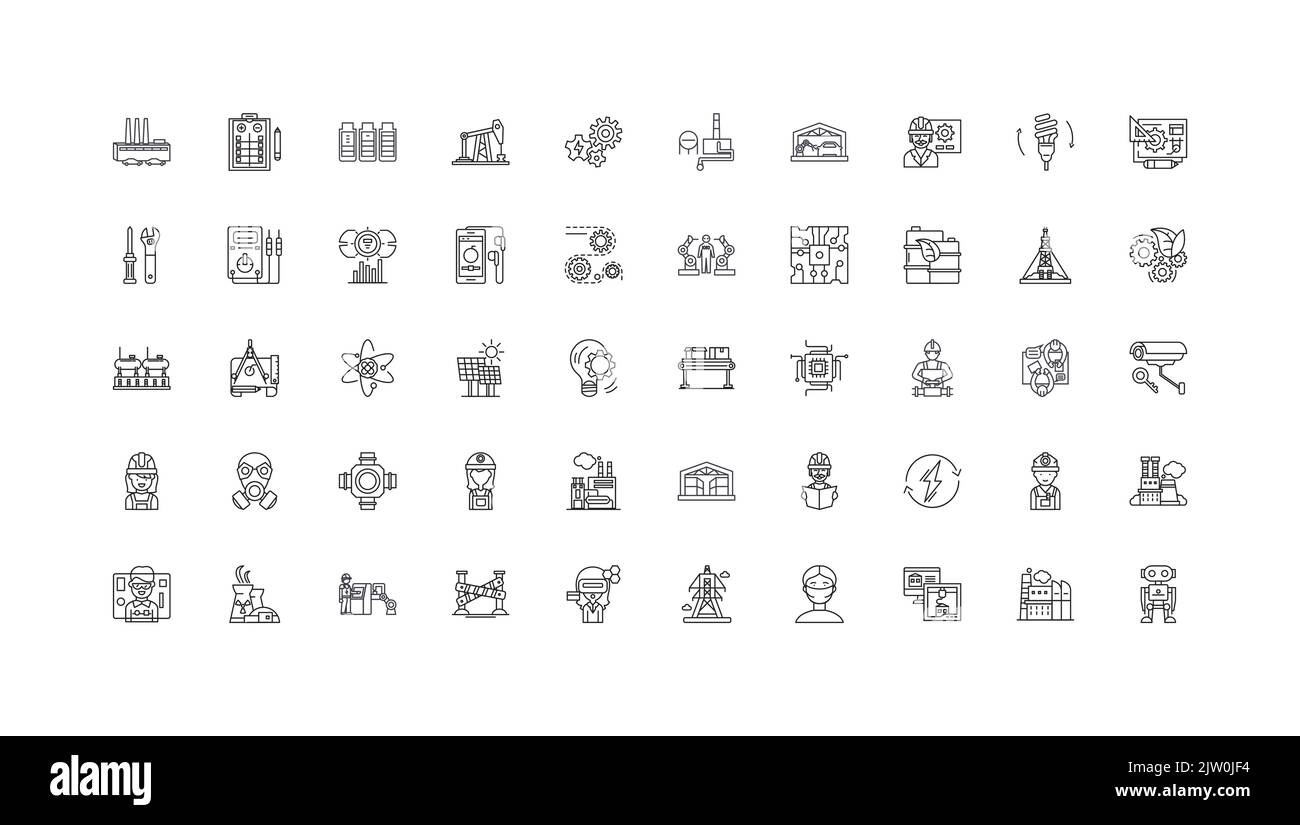 Industry ideas, linear icons, line signs set, vector collection Stock Vector