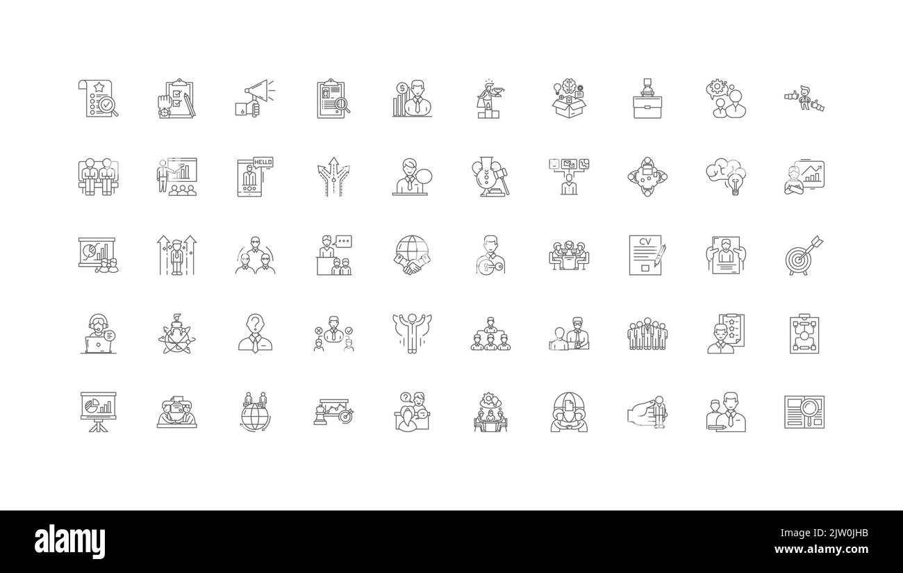 Coaching concept illustration, linear icons, line signs set, vector ...