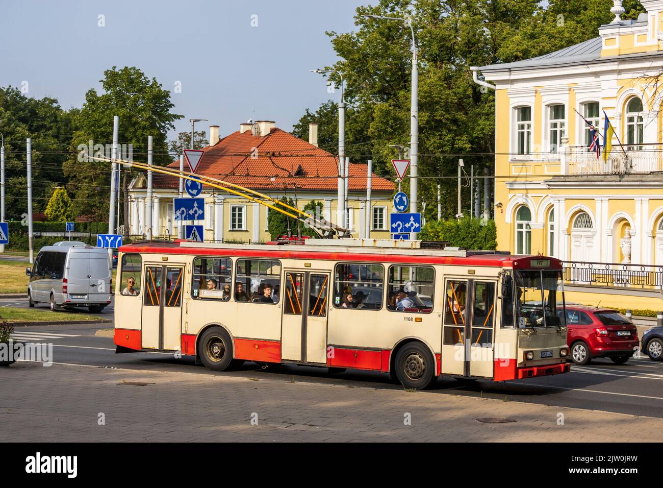 Oldfashioned trolleybus, Vilnius, Lithuania, Baltics, Europe Stock