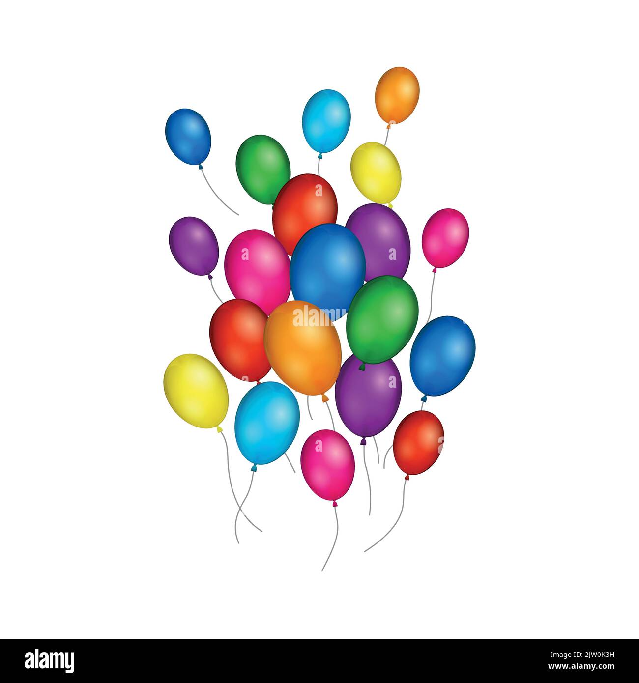 Group of colorful helium balloons isolated on white background Stock ...
