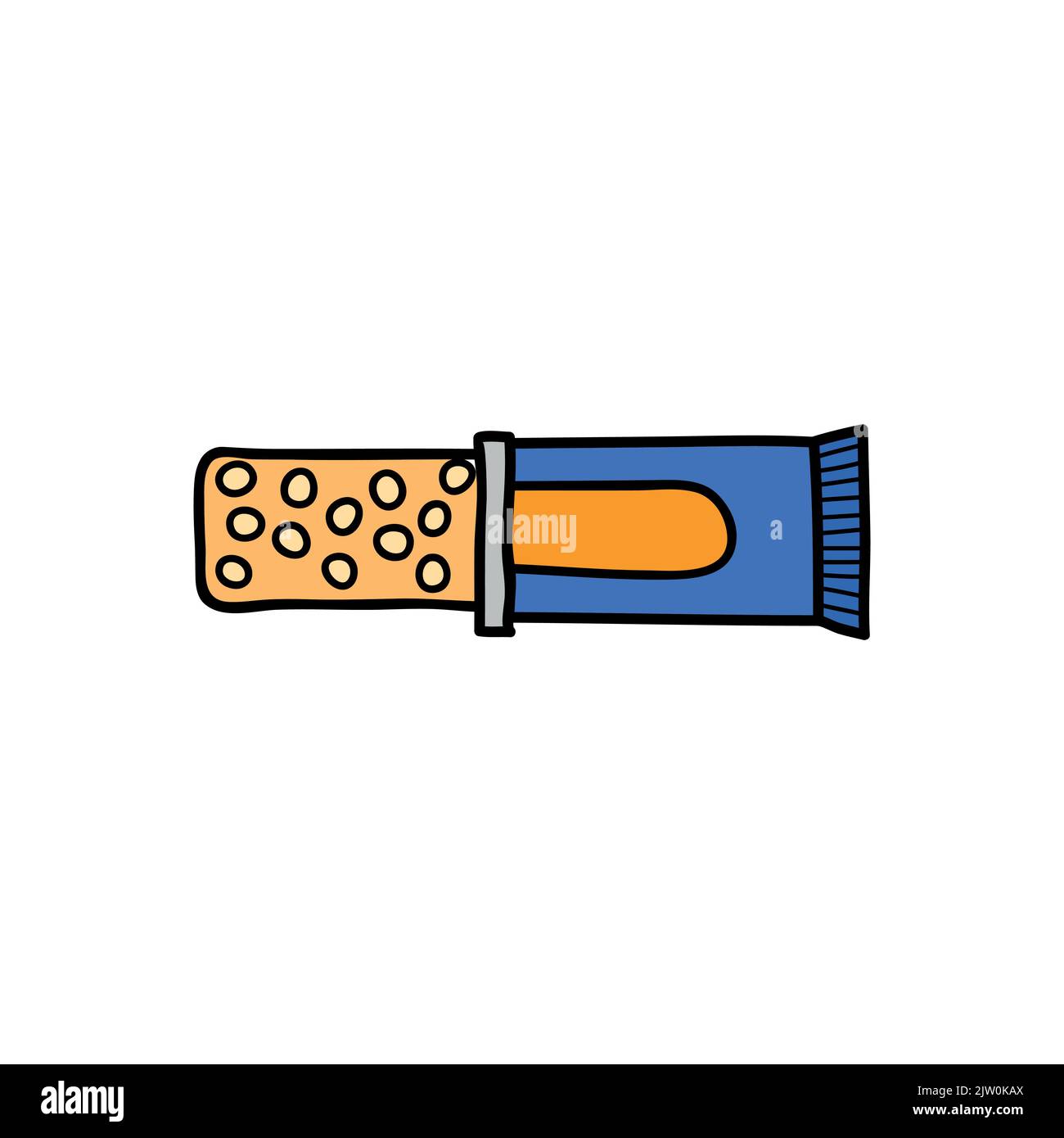 Hand drawn colored granola bar isolated on white background Stock