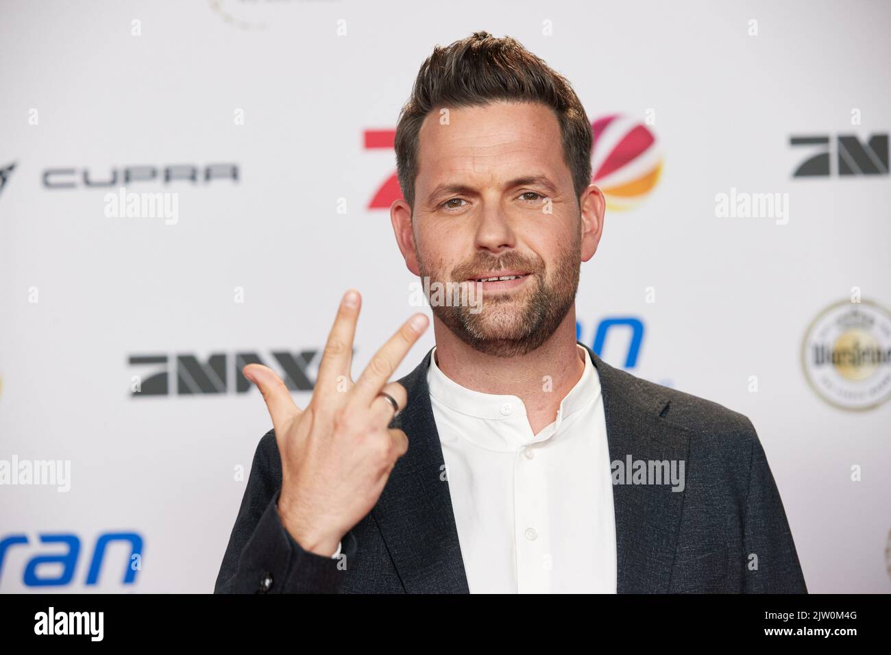 Hamburg, Germany. 02nd Sep, 2022. Matthias Killing, television host, stands on the red carpet at the photo call as part of the 30th anniversary of the Seven.One Entertainment brand. Credit: Georg Wendt/dpa/Alamy Live News Stock Photo