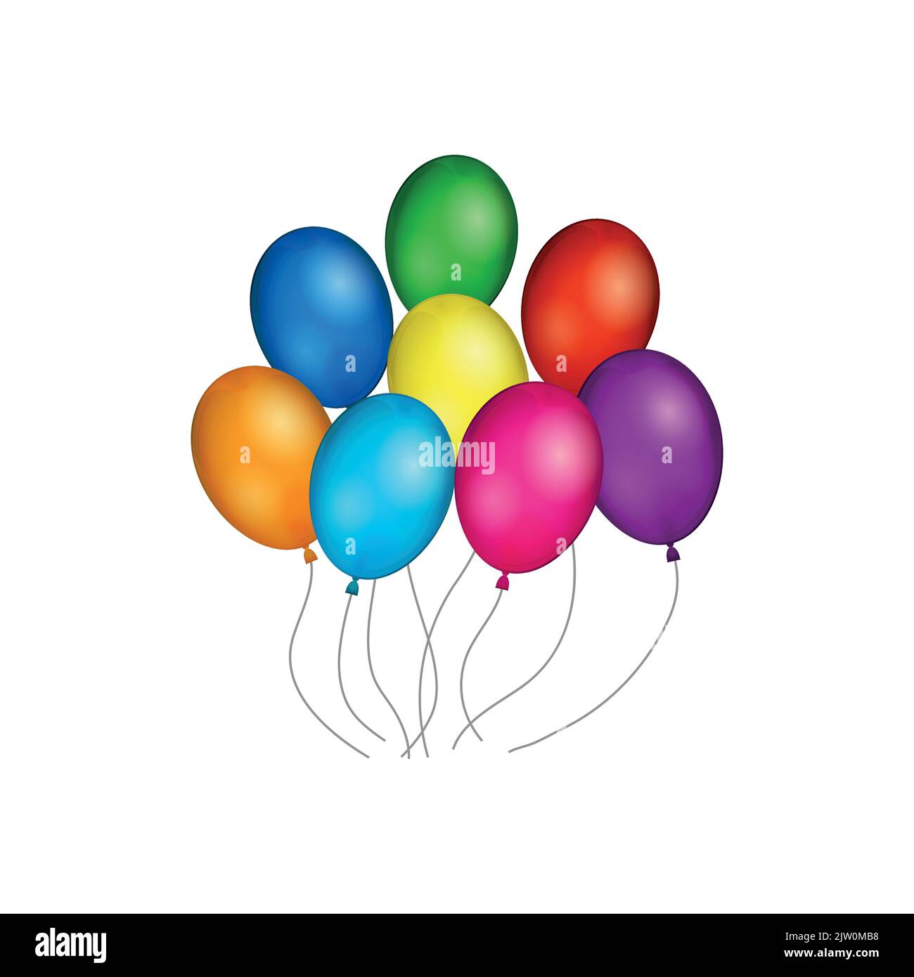 Group of colorful helium balloons isolated on white background Stock ...