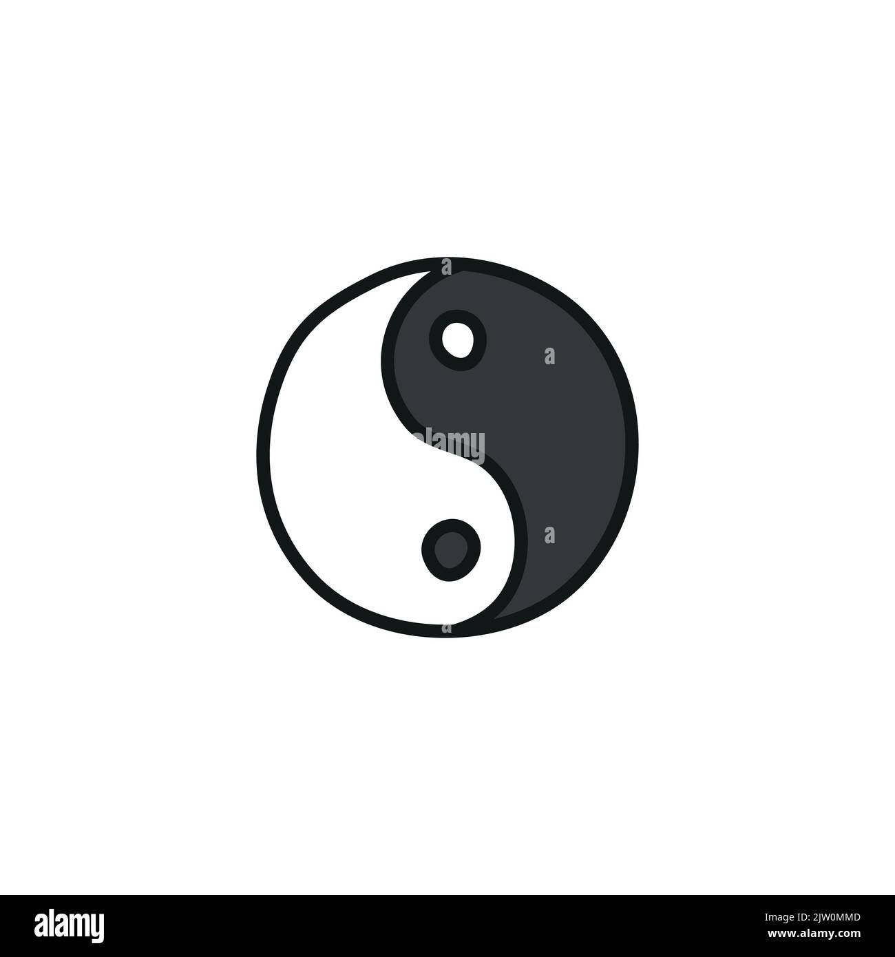 Doodle colored Yin Yang round symbol isolated on white background Stock ...
