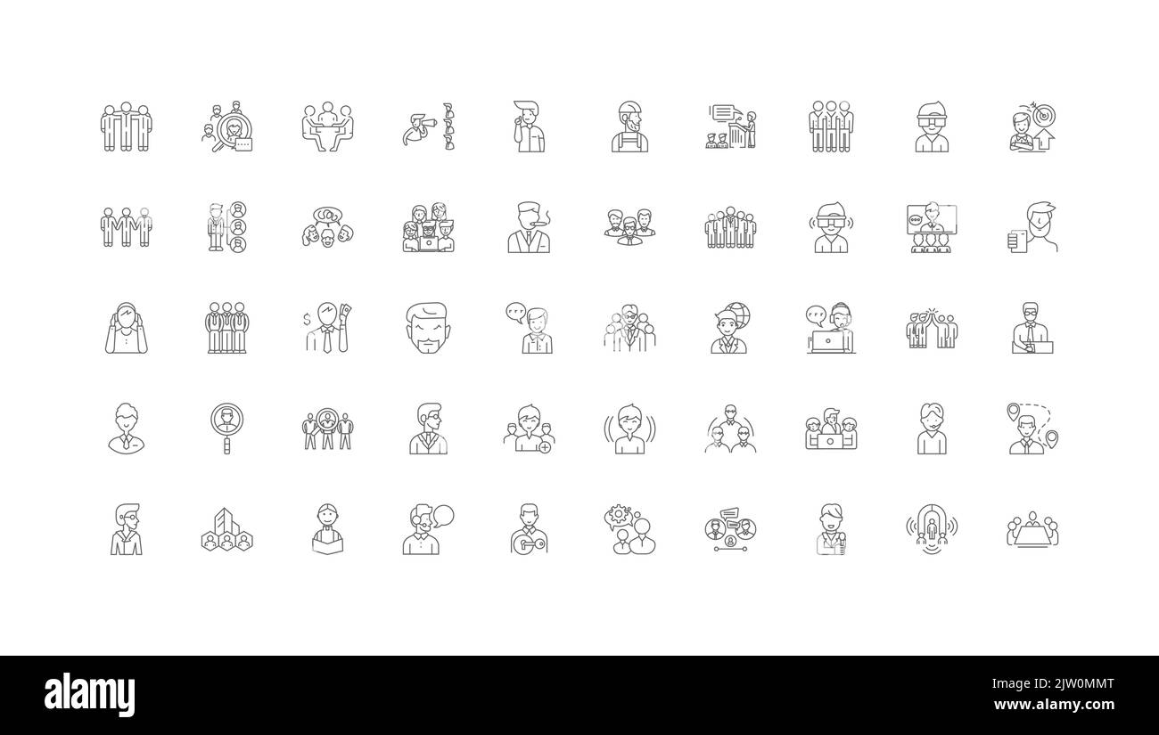 Employee concept illustration, linear icons, line signs set, vector ...