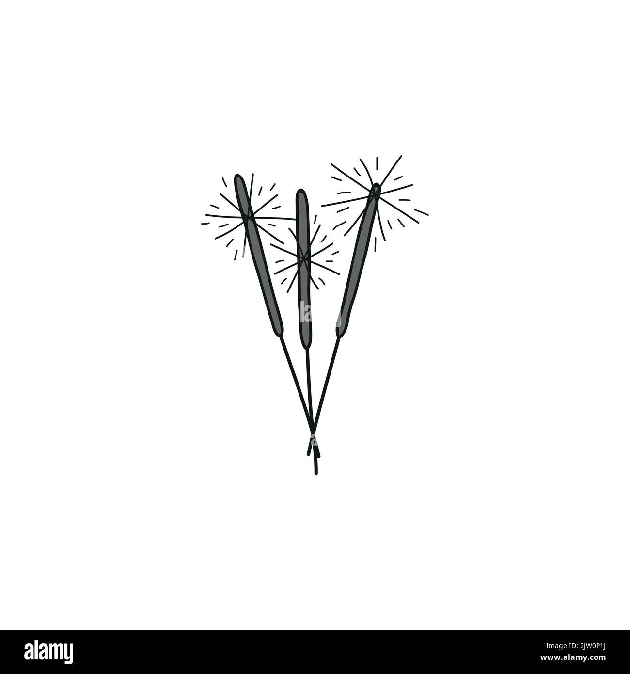 Doodle bengal light sparklers isolated on white background. Stock Vector