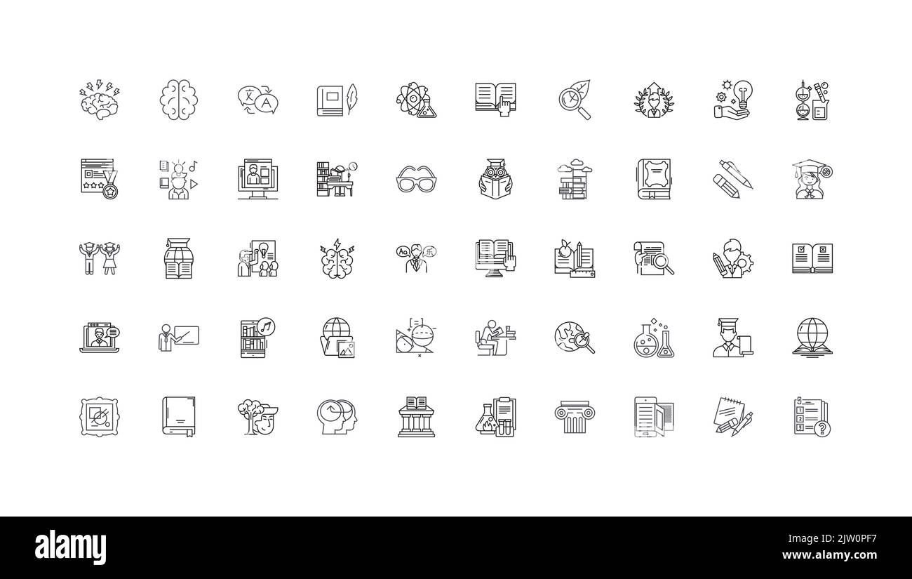 Education ideas, linear icons, line signs set, vector collection Stock Vector