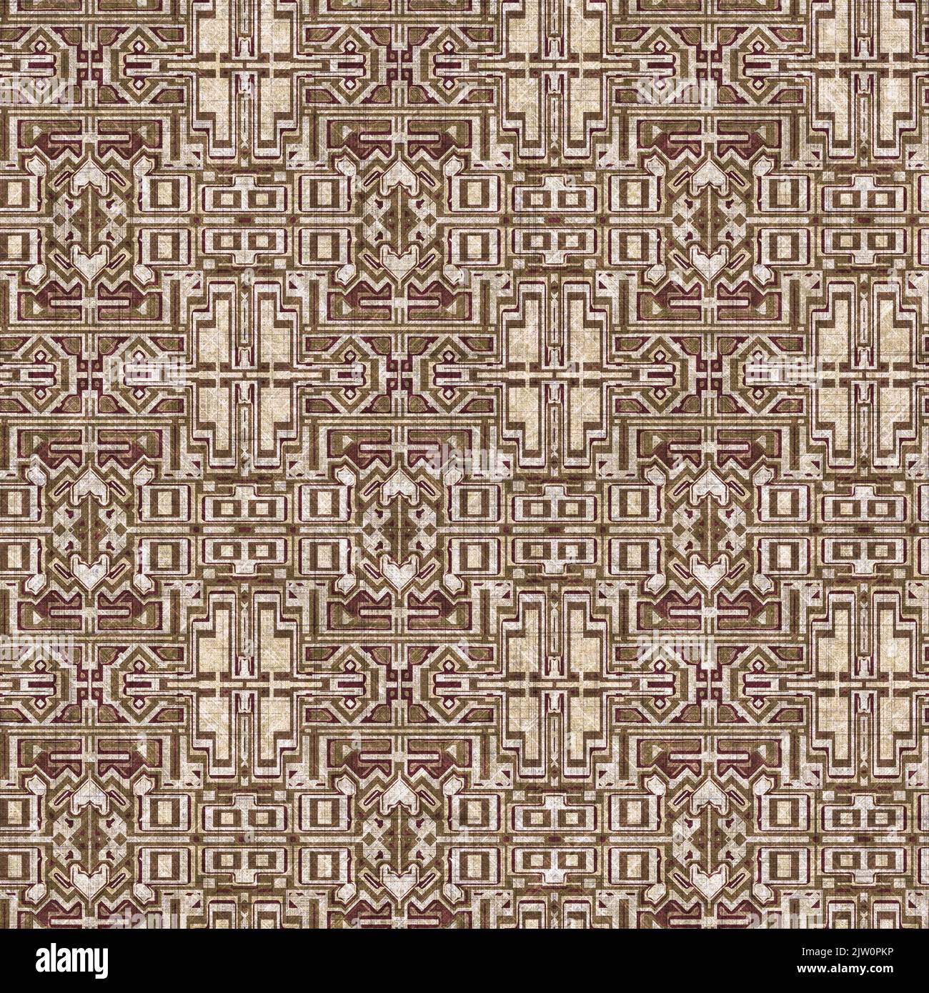 Sepia brown geometric canvas effect seamless texture. Material geo ...